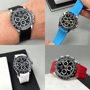 Rubber Curved End Fit Watch Strap Band Made For Rolex Daytona 116500LN 116520 - Picture 1 of 85