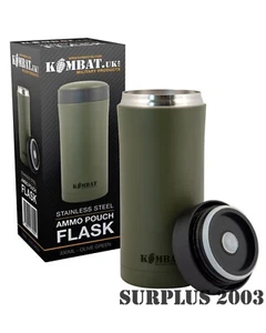 AMMO POUCH THERMAL FLASK - Stainless Steel Insulated Travel Army Mug Green 330ml - Picture 1 of 3