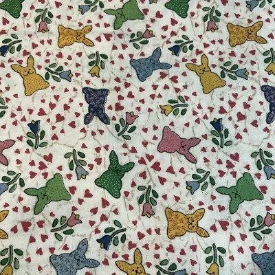 Colchas pequenas jogadas corações de coelho florais coloridos primavera Páscoa 1,5 jardas - Imagem 1 de 3