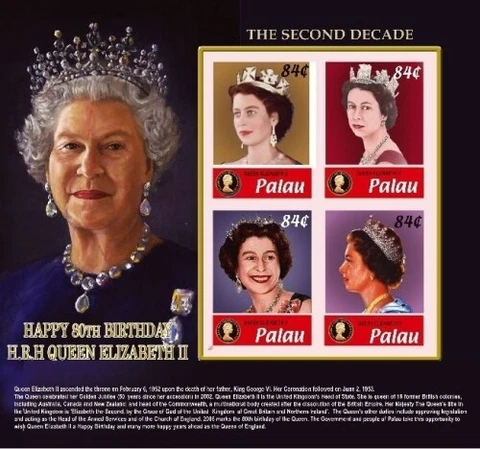 Palau - 2006 - Queen Elizabeth II 80th Birthday - Sheet of Four - MNH Cover