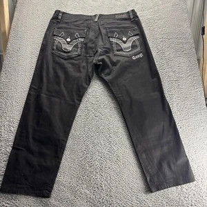 Vintage Coogi 1969 Jeans Mens 46x34 Black Dark Wash Cotton Baggy Fit Y2K - Picture 1 of 11