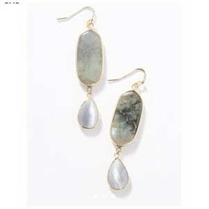 Anthropologie • NWT • Miri Double Drop Earrings • Gray Stone • MSRP $48 - Picture 1 of 6