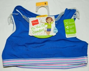 Hanes Girls Comfort Flex Wide Strap Racerback 2 Pack Bras Small S 6-6X - Picture 1 of 5