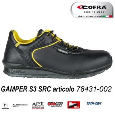 Scarpa antinfortunistica Cofra GAMPER S3 SRC scarpe lavoro pelle fiore idrorepel - Immagine 1 di 4