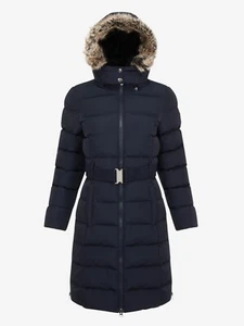 Abrigo LeMieux Gina Tres Cuartos Acolchado Cálido Ajustado 3/4 Piel Capucha Chaqueta - Azul Marino - Imagen 1 de 18
