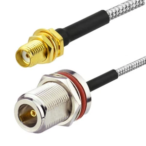 2-pack N Type Female to SMA Female .141" RG402 Semi Rigid Cable 30cm - Picture 1 of 3