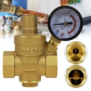 Válvulas reguladoras reductoras de presión de agua ajustables de latón DN20 3/4" con medidor - Imagen 1 de 12
