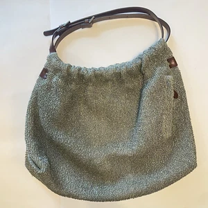 J Jill Avocado Sage Green Large Tote Shopper Hobo Weekend Bag Double Handles - Picture 1 of 11