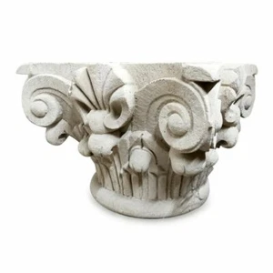 Cap Engraving Column White Marble Carrara Vintage Capital H 35cm - Picture 1 of 5
