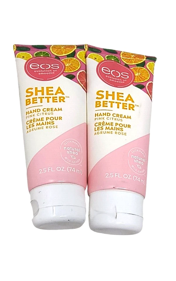 Eos Pink Citrus Hand Cream 2.5 Oz Natural Wild Grown Shea 24 Hour Hydration