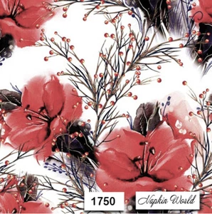 (1750) DOS servilletas decoupage de papel individuales para almuerzo - FLOR AMARILIS ROJA - Imagen 1 de 3