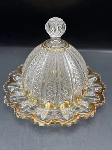 Duncan Miller #42 {Mardis Gras} Butter Dish with Gold Gilt Trim - Picture 1 of 14