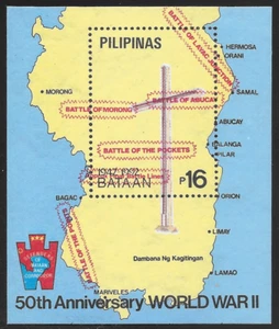 Philippinen 1992 50th Anniversary World War II Souvenir Sheet - MNH - Bild 1 von 2