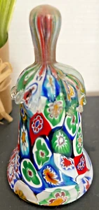 Campana Millefiori estilo Murano multicolor (sin timbre) con acento de goteo de vidrio satinado 4,5" - Imagen 1 de 6