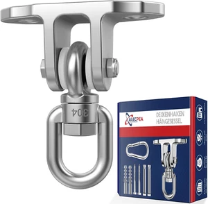 ALECPEA 360°Drehbar Schaukelhaken 450KG Kapazität Edelstahl Deckenhalterung Deck - Bild 1 von 11