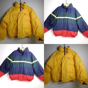 Reversible NEW 1990s Nautica Bubble Duck Down Jacket Winter Coat sz Mens Med Yel - Picture 1 of 24