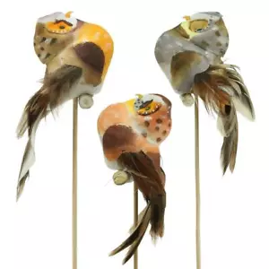 Deko-Stecker Eule Blumendeko Herbst Deko-Figuren Eulen mit Federn 6er Set - Bild 1 von 4