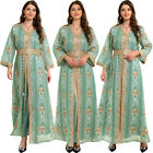 Dubai Women Muslim Long Sleeve Maxi Dress Mesh Embroidery Kaftan Abaya Dresses