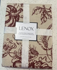 LENOX Pumpkin 60 X 84 Toile Bronceado Borgoña Otoño Rojo Mantel Nuevo con Etiquetas Rectángulo - Imagen 1 de 3