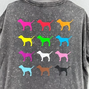 Pink Victoria's Secret grau Batik Grafik Hund T-Shirt Oversized One Size XL - Bild 1 von 8