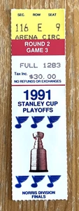 26/04/91 BLUES/NORTH STARS STANLEY CUP PLAYOFFS TALÓN DE BOLETO - Imagen 1 de 1