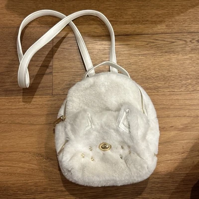 Betsey Johnson Faux Fur Dog Convertible Small Backpack Cross Body Bag Excellent - Image 1 of 4