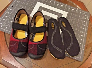 Keen Schuhe Damen Gr. 6 Sienna Mary Jane rot schwarz kariert Canvas Slipper 1017989 - Bild 1 von 13