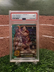 2024 Bowman Chrome University #9 Audi Crooks Aqua Wave /299 PSA 9 - Picture 1 of 2