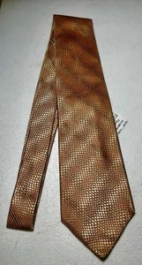 Vtg Salvatore Ferragamo Salmon Gold Tie Cross Hatch Pattern Made In Italy - Picture 1 of 5