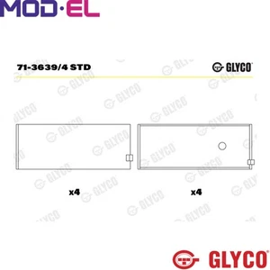 BIG END BEARINGS 71-3639/4 STD FOR OPEL 12ST/NV 1.2L 13NB/CN/SB/N/S C13N 1.3L - Picture 1 of 13