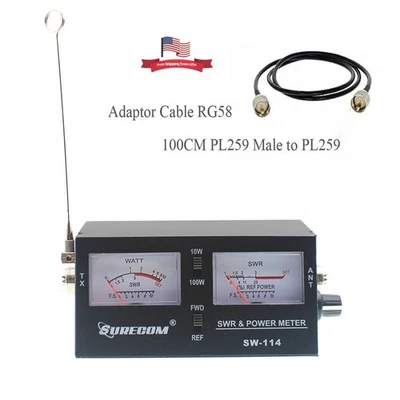 Surecom SW-114 100W SWR/RF/Field Strength Test Power Meter 27-30MHz with Cable - Image 1 of 4
