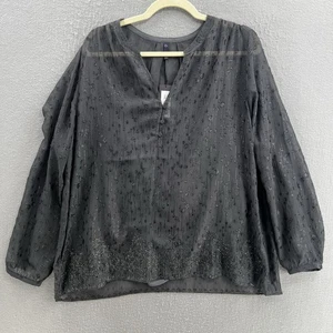Blusa NYDJ para mujer Petite XL gris carbón cuello en V manga larga chifón lúrex cami - Imagen 1 de 9