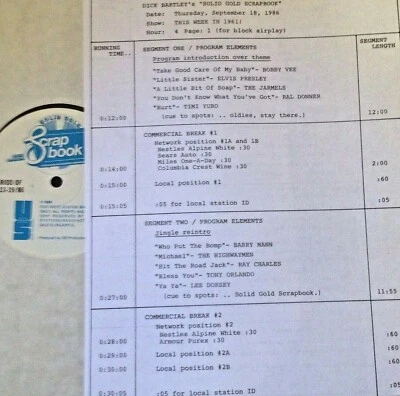 RADIO SHOW:THIS WK '61 9/18/86 JARMELS, RAL DONNER,RAY CHARLES, DION,ROY ORBISON - Image 1 of 3