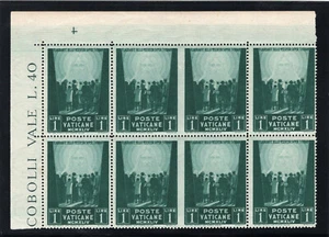 1945 Vatican City. SC#99 Var. Mint, Never Hinged, VF. Corner Marg Block of 8 - Picture 1 of 2