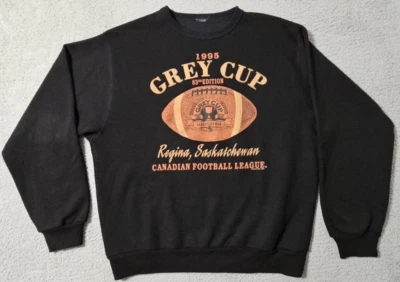 Suéter Pullover Vintage 1995 Gris Copa Gráfico Estampado Puff Negro Talla XL CFL Foto 1 de 4