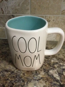Rae Dunn COOL MOM Ivory Teal Inside Coffee Tea Mug Cup Magenta NEW Mothers Day - Picture 1 of 12