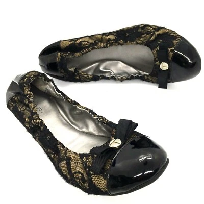 Tahari 'Gibson' Negro/Desnudo Encaje Charol Puntera Ballet Planos Mujer Talla 7.5 M Foto 1 de 4