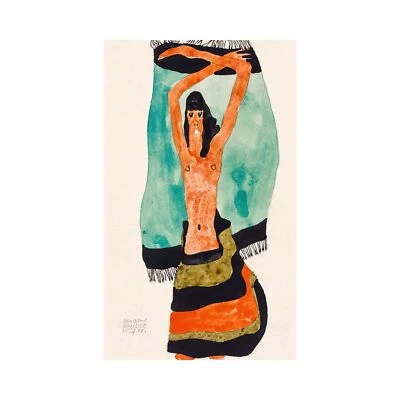 Egon Schiele, Semi-Nude in Skirt, 1911, Canvas Print, 16" x 26" + Border Foto 1 de 4