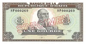 Haiti  1  Gourde  1989  Series  SP  P 253s  Specimen  Uncirculated Banknote ESS7 - Picture 1 of 2