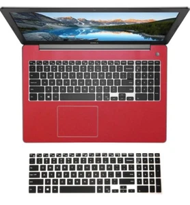 2-pack shimmery red Palmrest Skin + Keyboard Cover for Dell Inspiron 15-5000 - Picture 1 of 15