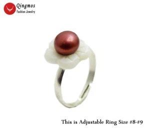 7-8 mm Anillo Plano Rojo Perla Natural para Mujer #8-#9 Apertura Anillo Ajustable Rin41 - Imagen 1 de 6