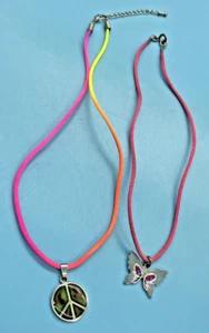 Butterfly Pendant Necklaces & Piece Sign Necklace (2 Pieces) Girls Cord Jewelry - Picture 1 of 9