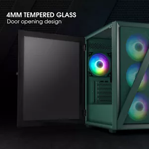 Vetroo M05 Micro ATX / MINI ITX Gaming PC Case Tempered Glass w/ ARGB Fan Green - Picture 1 of 8