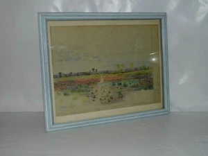 TABLEAU 19 EME SIÈCLE SIGNÉE TROUVILLE HENRI CHARLES 1878 PASTEL PAYSAGE RARE BE - Picture 1 of 12