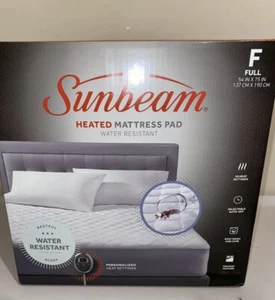 Sunbeam Heated Mattress Pad | Water-Resistant, 10 Heat Settings , White , Full - - Picture 1 of 3