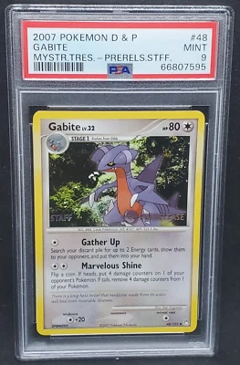 Pokemon PSA 9 MINT Gabite 48/123 Mysterious Treasures STAFF Prerelease Promo - Image 1 of 2
