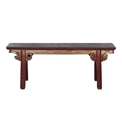 Banco de Assento Vintage Tijolo Vermelho Rural Village Rústico Fino Madeira cs7359 - Imagem 1 de 4