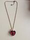 Genuine Swarvoski crystal Womens red heart with gold plated chain necklace