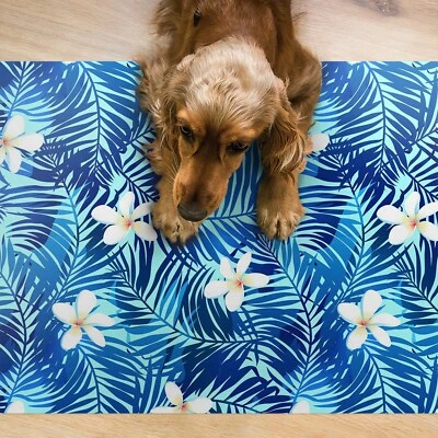 Futtermatte Hund Katze Fressnapf Unterlage Wasserdicht Napfunterlage Lei-Blume - Bild 1 von 4