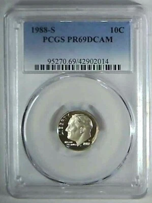 1988-S 10C Roosevelt Dime  PCGS PR69DCAM CLAD 22stt0103 - Image 1 of 2